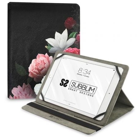 Funda Subblim Trendy Case Rosas para Tablet de 11"/ Negra