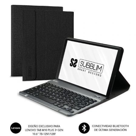 Funda con Teclado Subblim KeyTab Pro BT para Tablet Lenovo Tab M10 Plus de 10.6" 3a Gen/ Negra