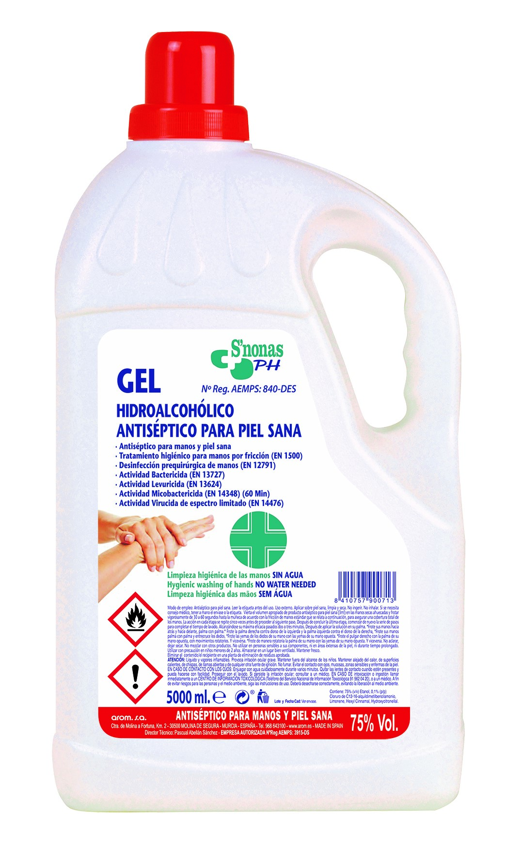 GEL HIDROALCOHOLICO SANITARIO 5 LITROS MAXIMA HIGIENE REF: 90071