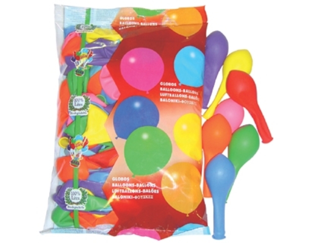 GLOBOS DE LATEX BOLSA DE 100 GLOBOS SURTIDOS TAMAÑO NORMAL FIESTA