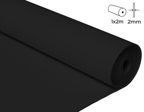 GOMA EVA EN ROLLO ***NEGRO*** DE 100X200CM X2MM GROSOR REF: 22702