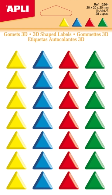 GOMETS 3D TRIANGULOS 20X20X20 MM COLORES SURTIDOS REF. 12264