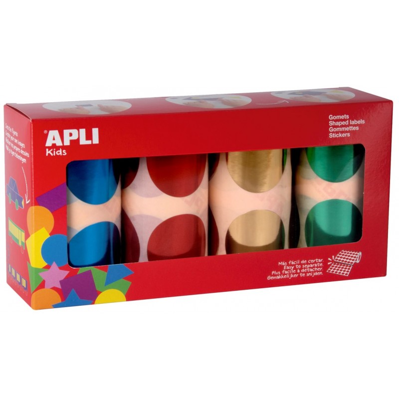 GOMETS CIRCULOS SURTIDOS ****XXL DE 45MM**** PACK DE 4 ROLLOS ***COLORES METALICOS***  REF: 18303