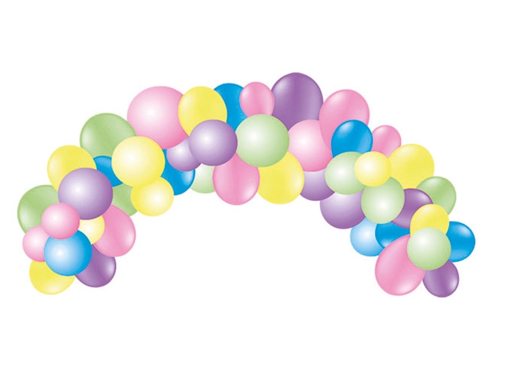 GUIRNALDA DE GLOBOS ***ARCO COLORES PASTEL 55 UNIDADES*** FABRICADO LATEX BIODEGRADABLE