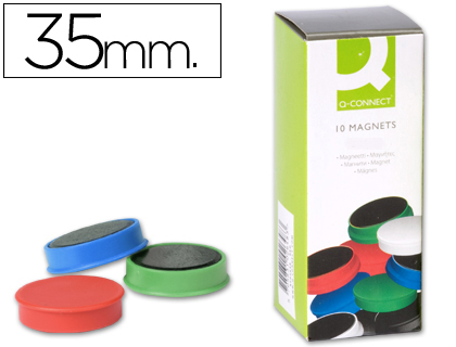 IMANES PARA SUJECCION Q-CONNECT ***CAJA DE 10 IMANES*** DE 35MM COLORES SURTIDOS REF: 36236