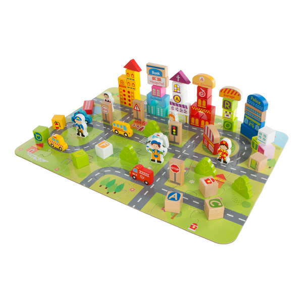 JUEGO DE PUZZLE Y CONSTRUCCIONES DE MADERA CON 100 PIEZAS REF: 46213