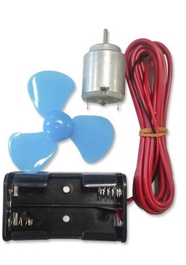 KIT MOTOR ELECTRICO ESCOLAR COMPUESTO DE MOTOR, BASE PILAS, INTERRUPTOR, HELICES REF: 326295