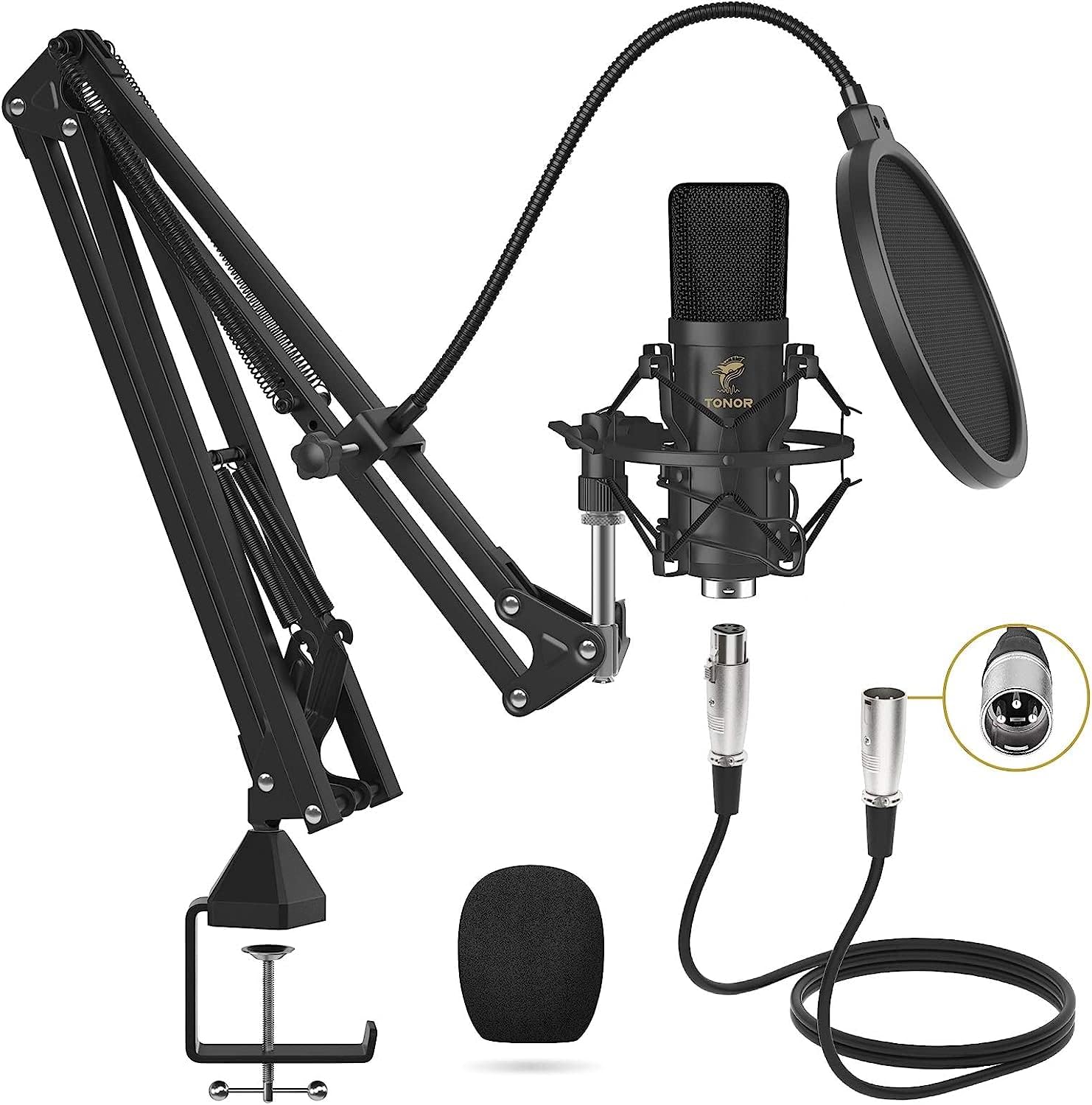 KIT PROESIONAL MICROFONO CARDIODE CONECTOR XLR + SOPORTE MESA