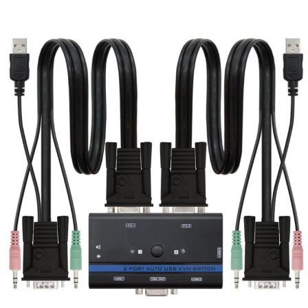 KVM Switch Nanocable 10.12.0001/ PC - CPU: 2 VGA + 2 USB + 4 JACK 3.5 / CONSOLA: 2 USB + VGA + 2 JAC