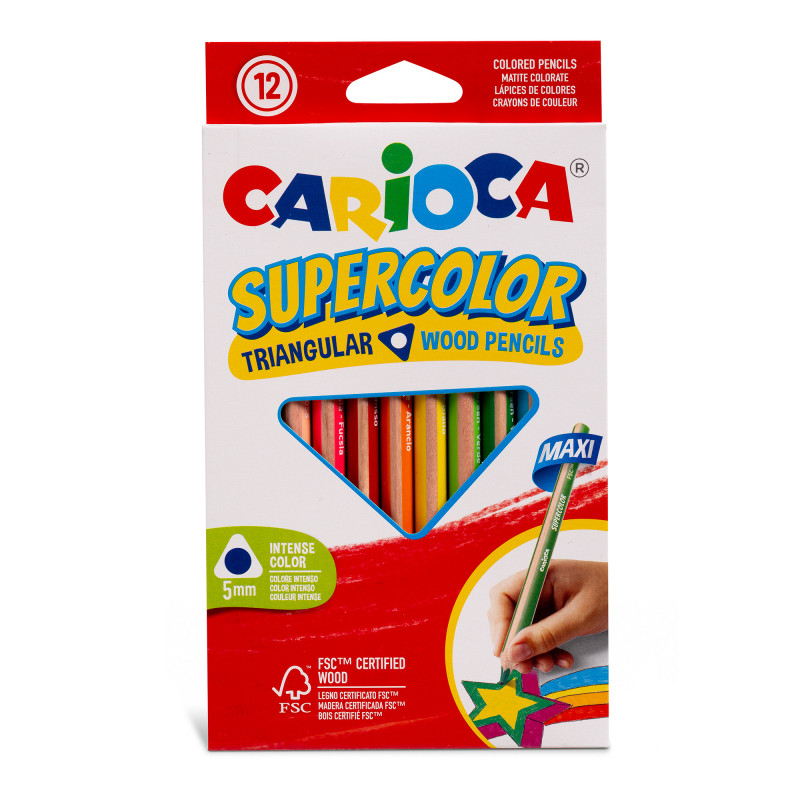 LAPICES ***TRIANGULAR MAXI*** DE 12 COLORES CARIOCA SUPERCOLOR
