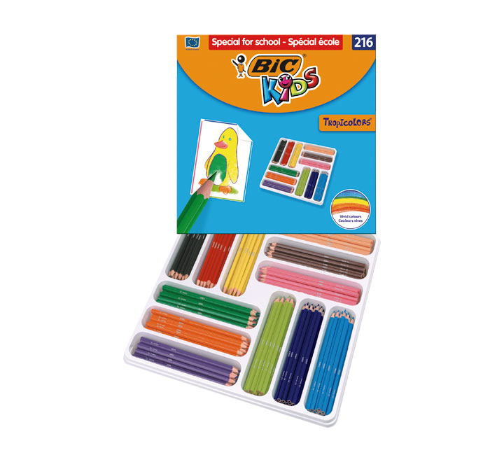 LAPIZ BIC KIDS TROPICOLORS DE COLORES PACK CLASSPACK 216 UNIDADES REF: 8971101