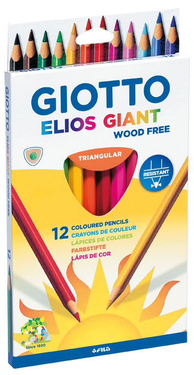 LAPIZ GRUESO TRIANGULAR GIOTTO ELIOS GIANT DE 12 COLORES REF. 221500