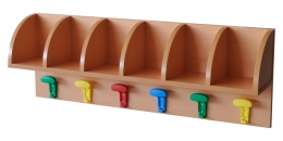 LEJA CASILLERO 6 HUECOS + 6 PERCHEROS COLOR HAYA 120X40X22CM 778-6
