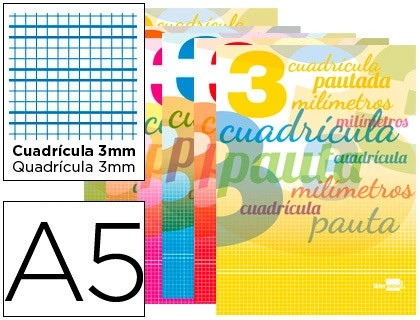 LIBRETA GRAPADA CUARTO CUADRICULA LAMELA 3MM 32 HOJAS LIDERPAPEL REF. 51707