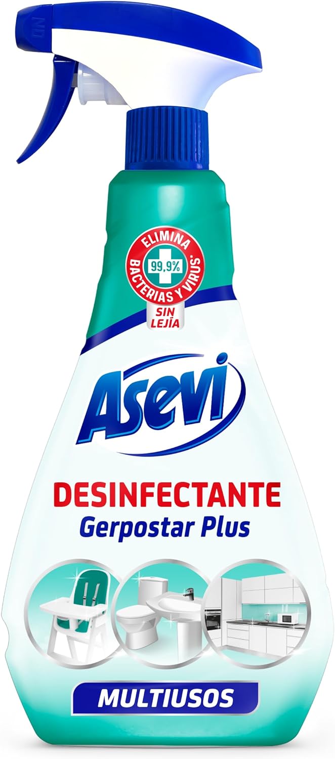 LIMPIADOR DESINFECTANTE MULTIUSOS EN PULVERIZADOR DE 750ML ASEVI *LIMPIEZA DEL 99.9% BACTERIAS *EFICACIA CONTRA VIRUS Y BACTERIAS*