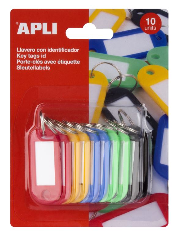 LLAVEROS PACK DE 10 UNIDADES COLORES SURTIDOS APLI REF: 17131