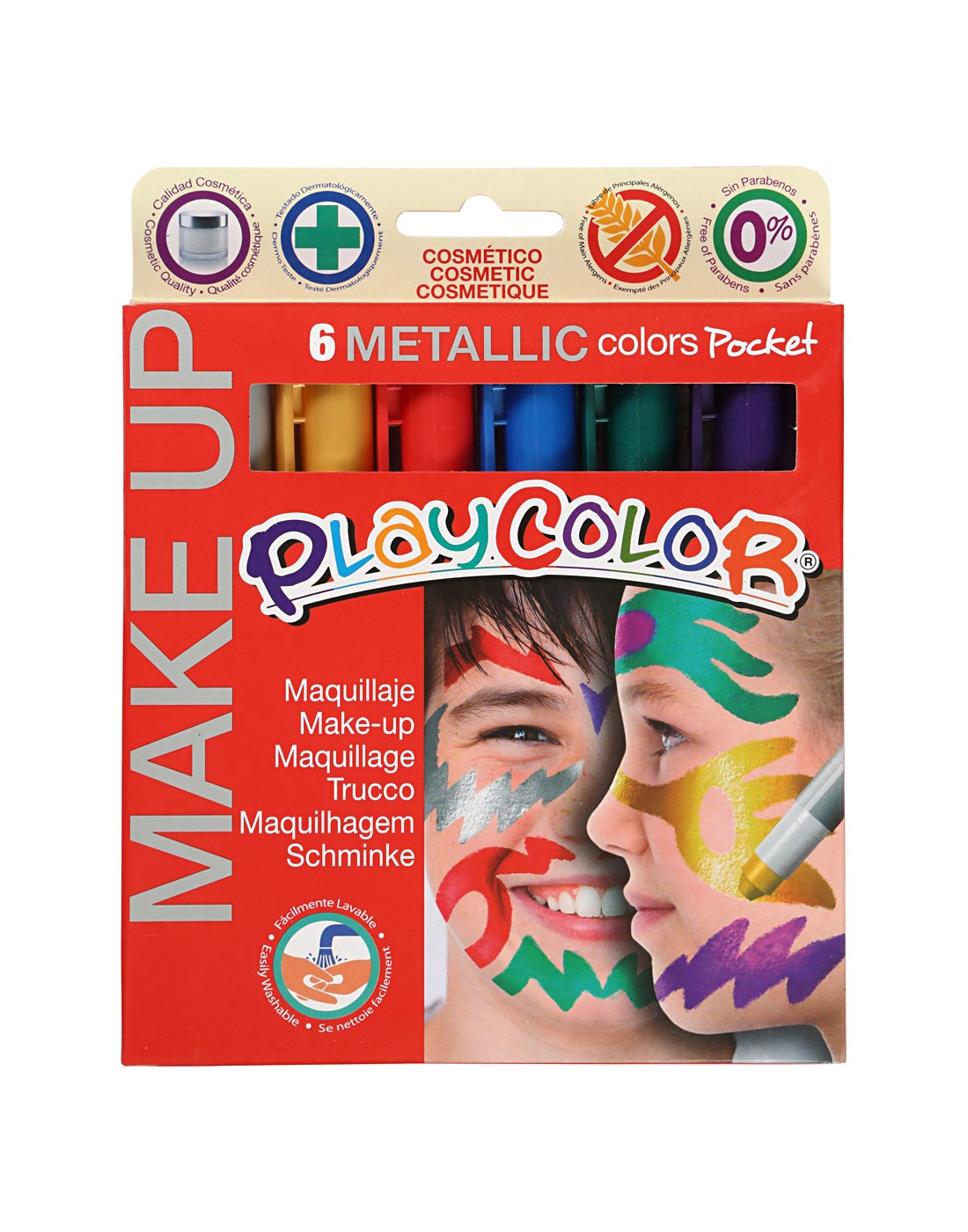 MAQUILLAJE PLAYCOLOR METALLIC MAKE UP POCKET 6 COLORES METALICOS REF: P 01011