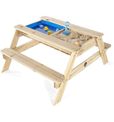 MESA INFANTIL MULTISENSORIAL ARENERO PICNIC FABRICADA EN MADERA FSC CON DOBLE USO MESA PICNIC O MESA DE ARENA Y AGUA