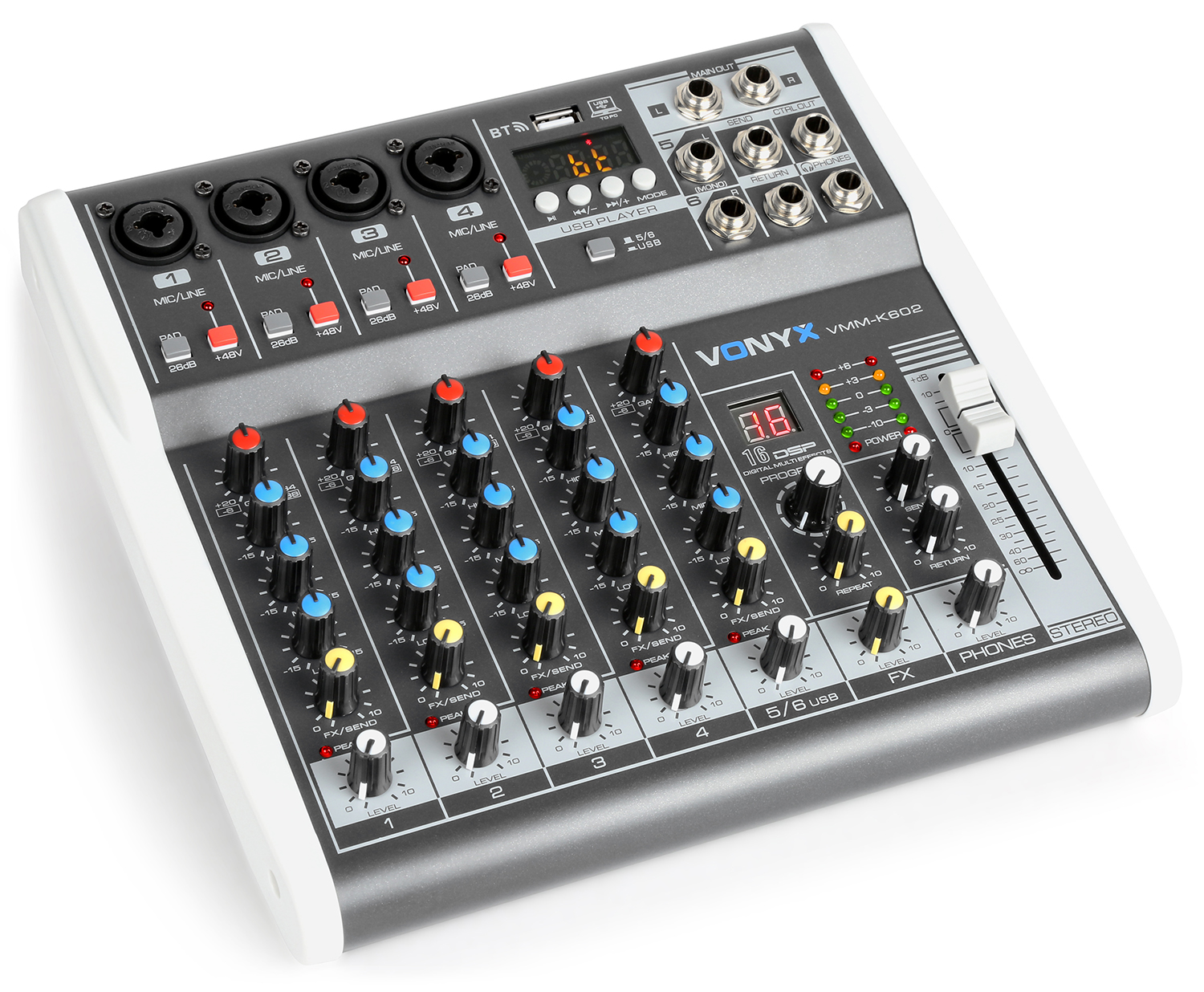 MESA PODCAST PARA DIRECTO Y ESTUDIO DE GRABACION 4 ENTRADAS DE MICRO XLR/JACK CON ALIMENTACION PHANTOM