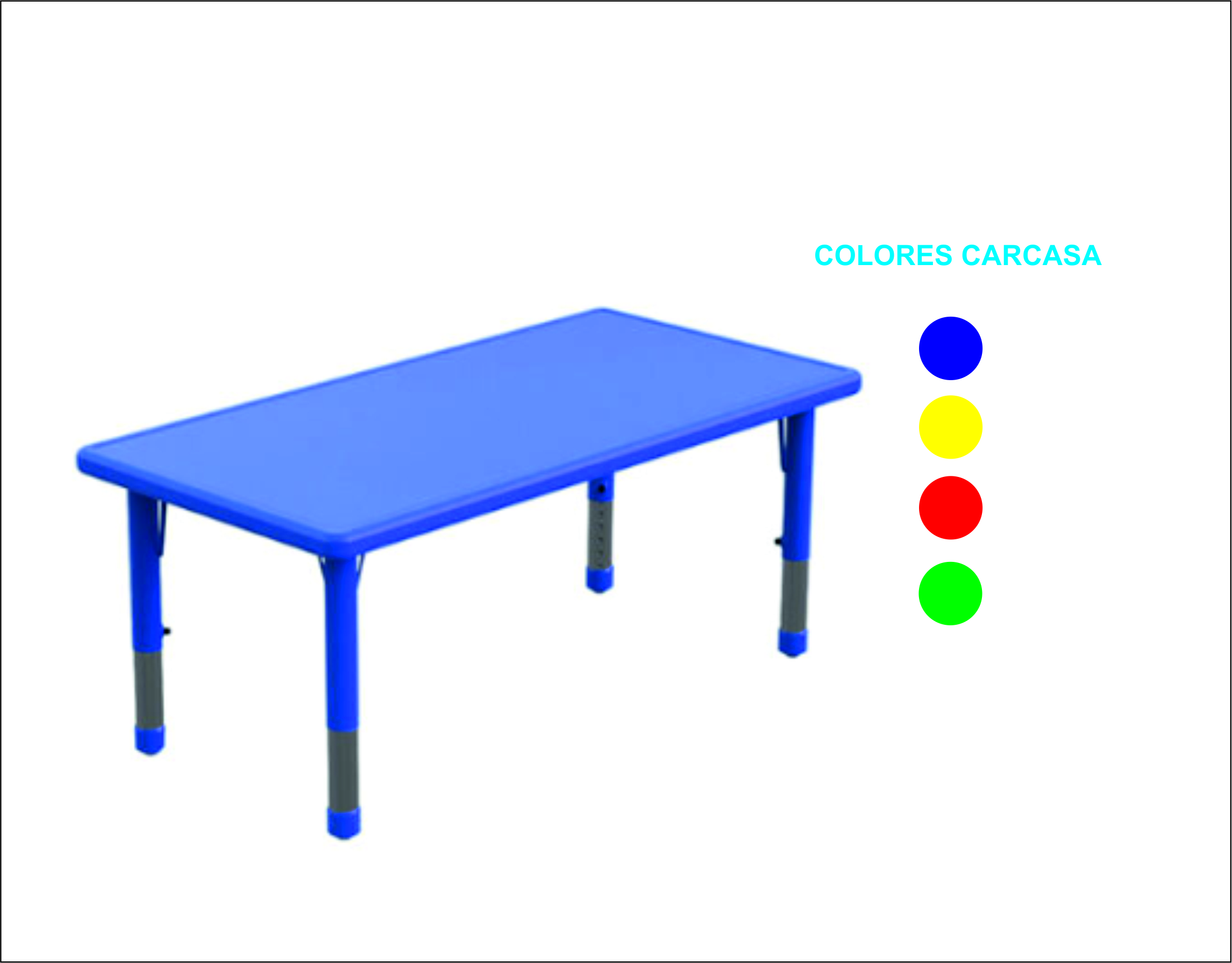 MESA RECTANGULAR 122X61CM POLIETILENO *** REGULABLES EN ALTURA 40CM A 60CMM ***