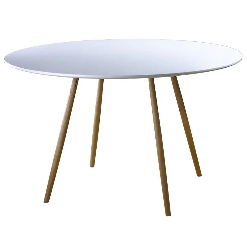 MESA REUNION ***120CM DIAMETRO*** COLOR BLANCO Y PATAS EN MADERA ALTURA 72CM
