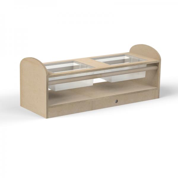 MESA SENSORIAL 2 CUBETAS MDF BLANCO 110X40X44CM