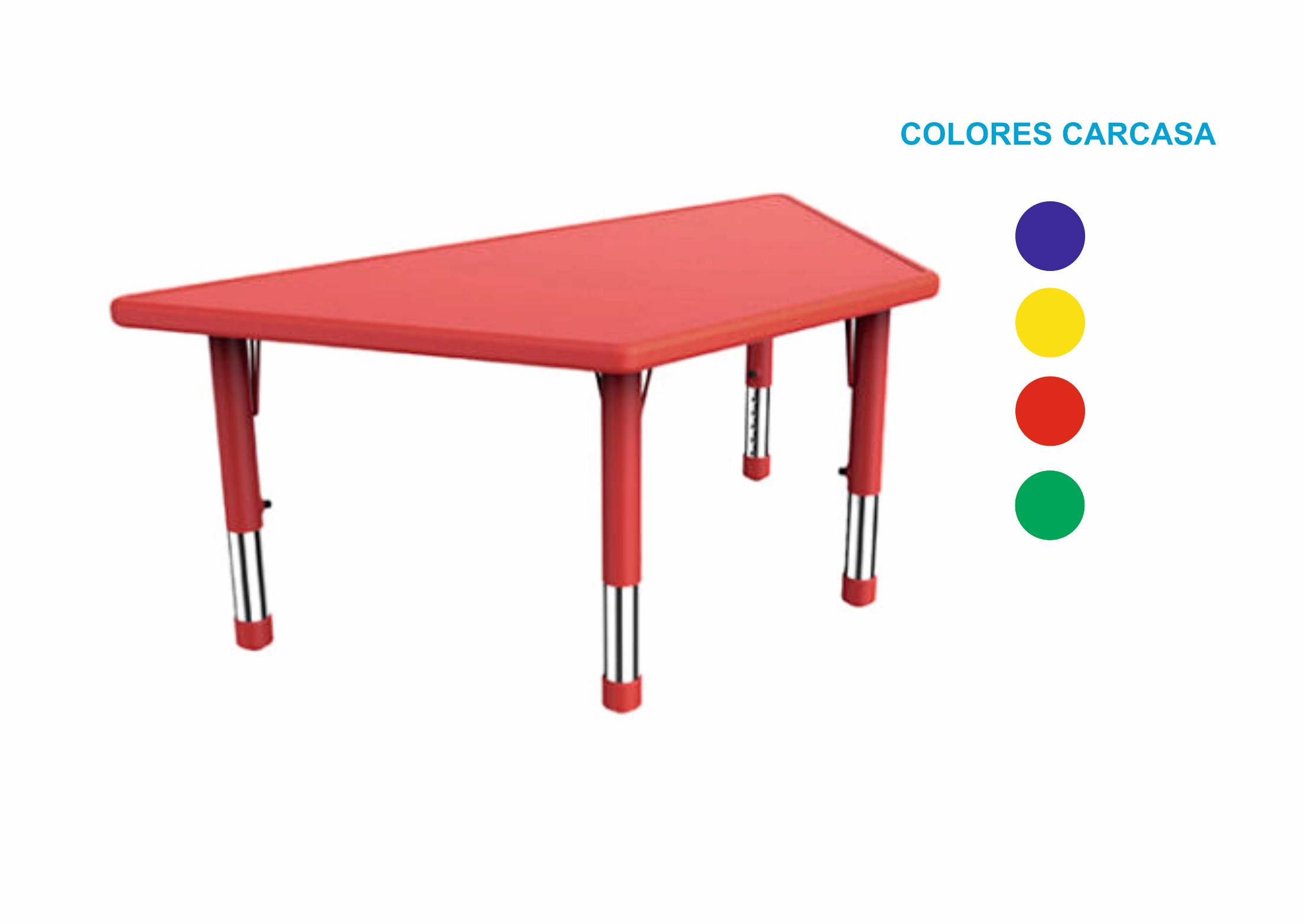 MESA TRAPEZOIDAL 120X60CM POLIETILENO *** REGULABLES EN ALTURA 40CM A 60CMM ***