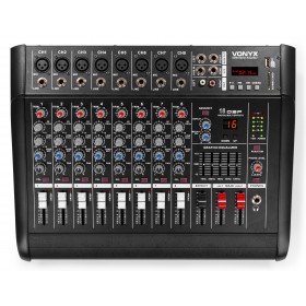 MEZCLADOR PROFESIONAL 8 CANALES CON AMPLIFICADOR DSP/BT/SD/USB/MP3