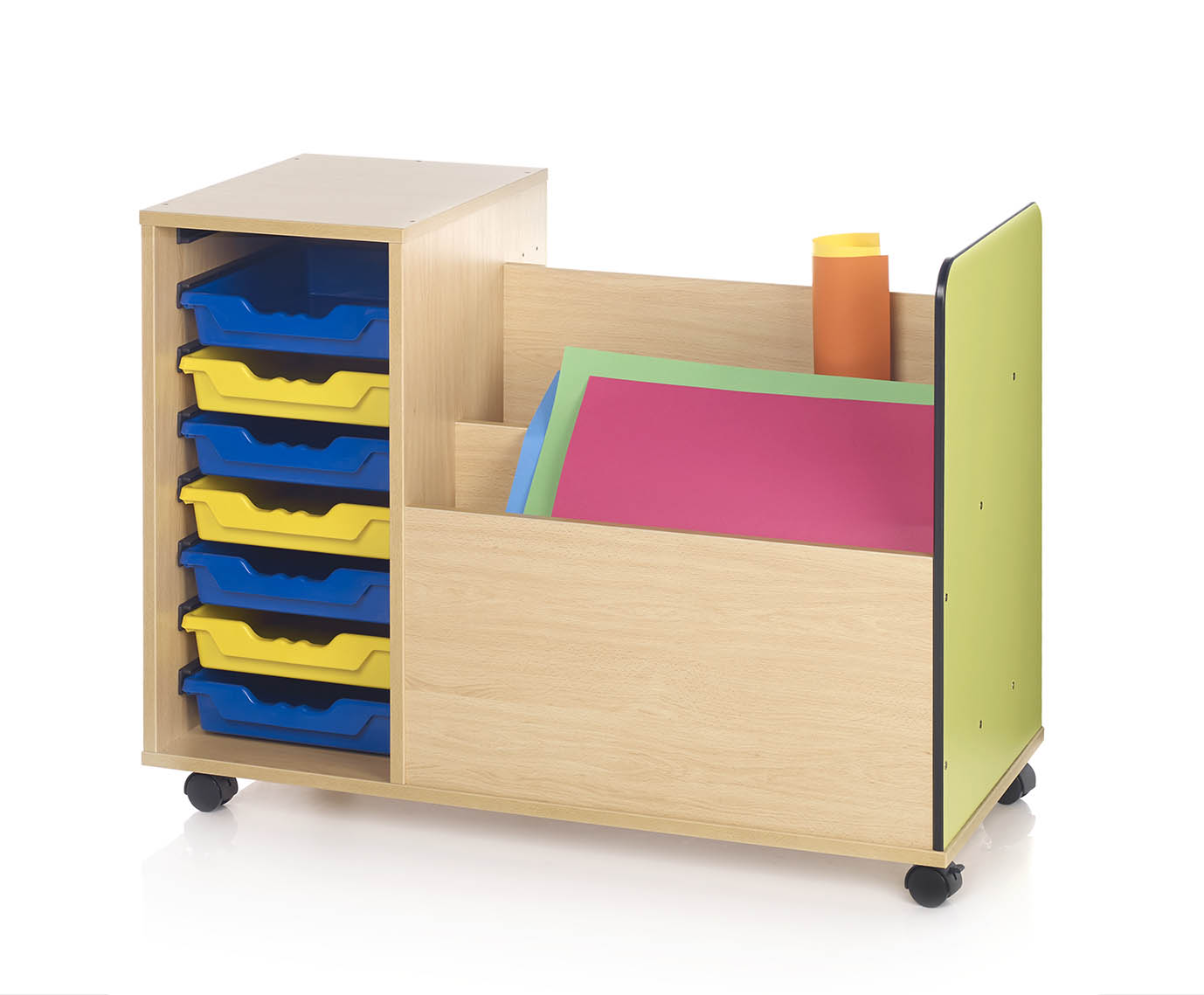 MUEBLE EXPOSITOR DE CARTULINAS CON RUEDAS DIMENSIONES: 104X49X79CM REF: 6715(CUBETAS NO INCLUIDAS)