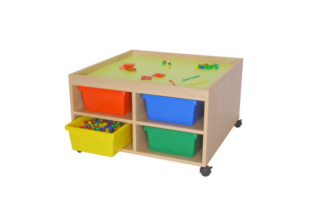 MUEBLE MESA JUEGOS 4 CASILLAS 83X49X83CM **CUBETAS INCLUIDAS**