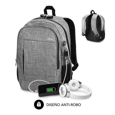 Mochila Subblim Urban Lock para Portátiles hasta 16"/ Puerto USB/ Antirrobo