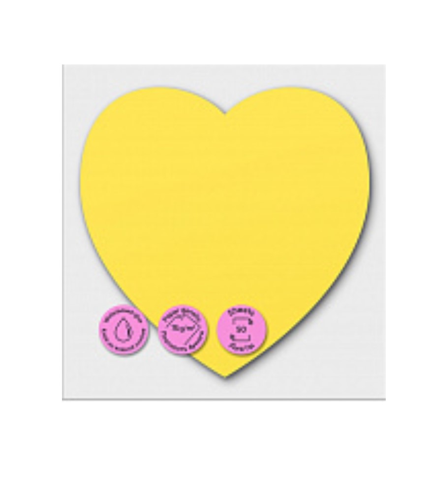 NOTAS ADHESIVAS 70MM ***FORMA CORAZON AMARILLO*** 50 HOJAS