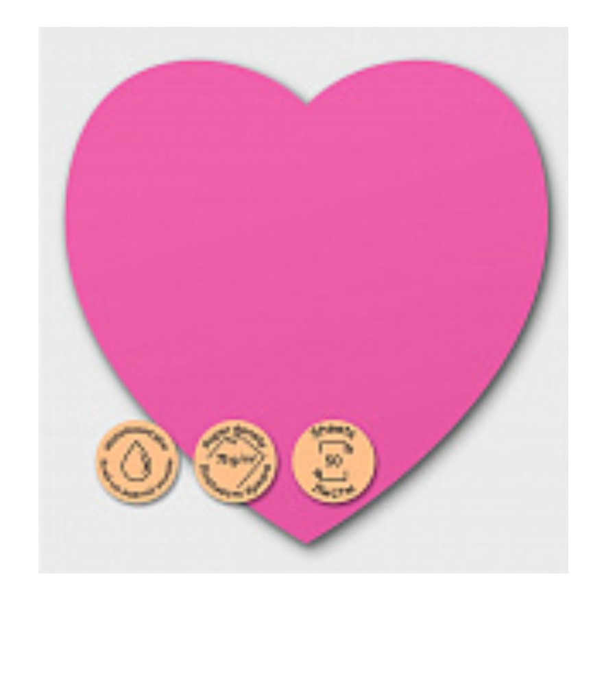 NOTAS ADHESIVAS 70MM ***FORMA CORAZON ROSA*** 50 HOJAS