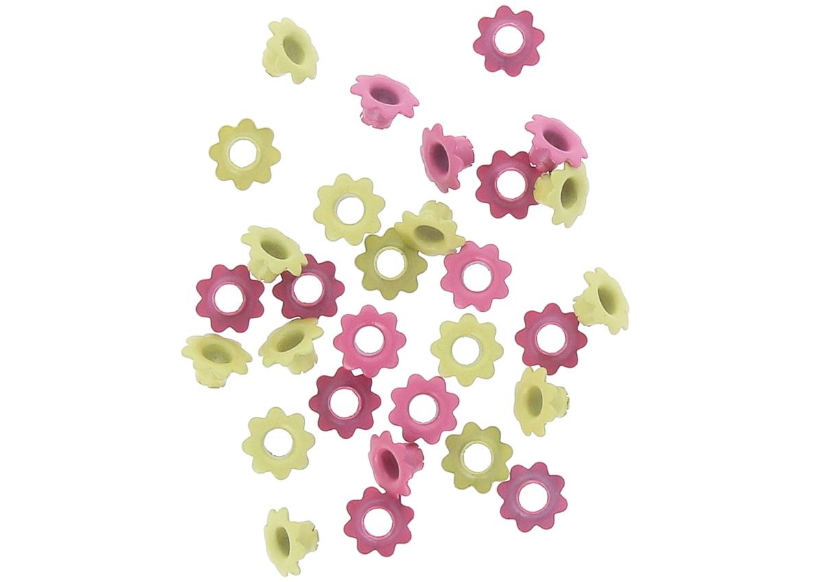 OJALES ALUMINO FORMA FLORES COLORES SURTIDOS SET 30 OJALES