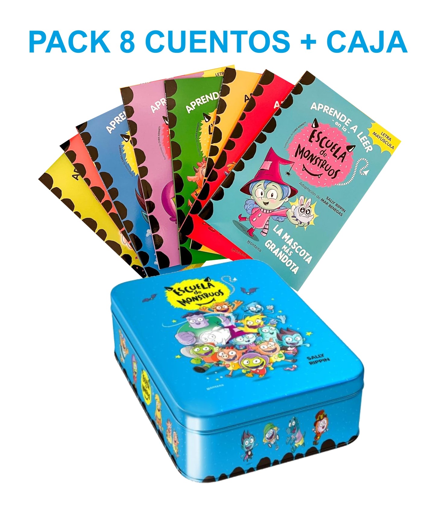 PACK *** ESCULA DE MONSTRUOS *** DE 8 CUENTOS CON CAJA METALICA