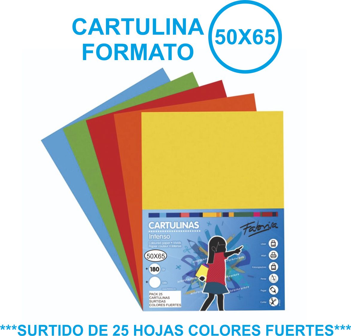 PACK CARTULINA 50X65CM COLORES OSCUROS PACK DE 25 UNIDADES REF: 17036
