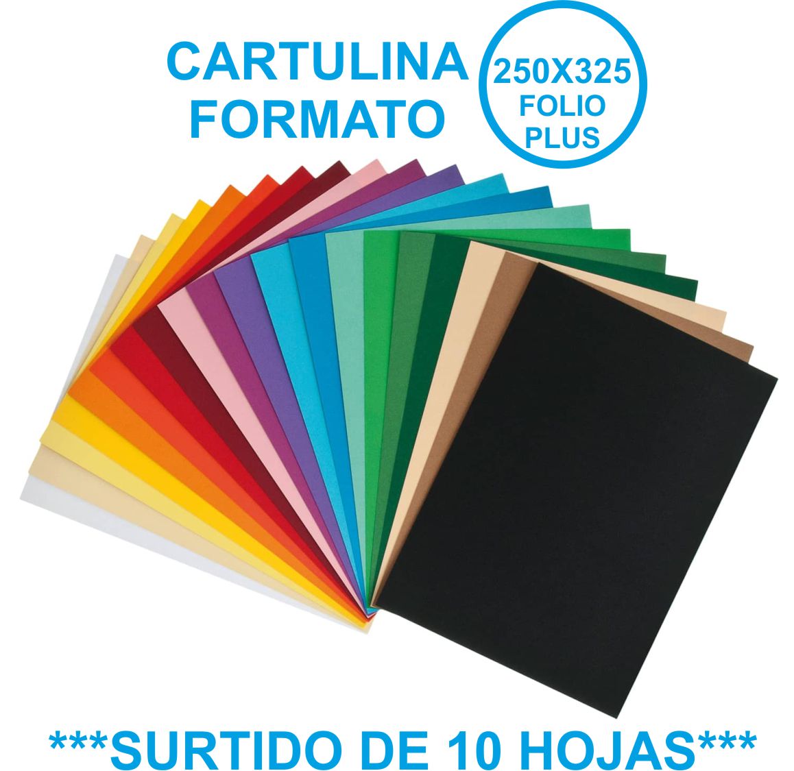 PACK CARTULINAS SURTIDAS FOLIO PLUS 32X24CM PACK 10 CARTULINAS SURTIDAS REF: APLI 14483