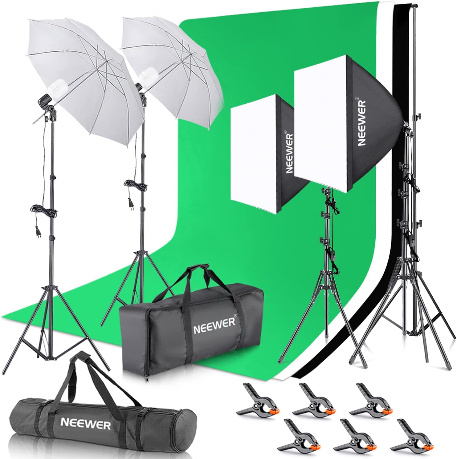 PACK ESTUDIO CROMA DE 2.6X3M + ILUMINACION 5700K + SOFTBOX