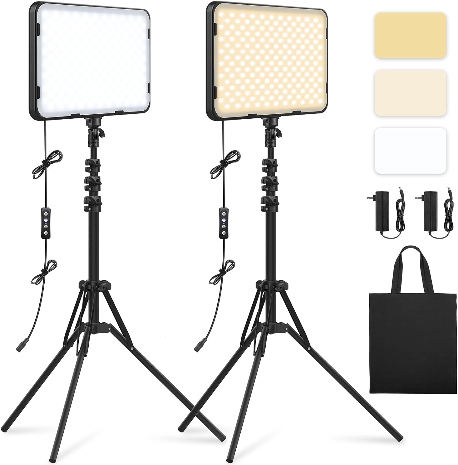 PACK LUZ LED PARA ESTUDIO  PROFESIONAL **PACK 2 LAMPARAS LED*** CON TRIPODE 160CM FOCO 20W CON LUZ 2500-8500K