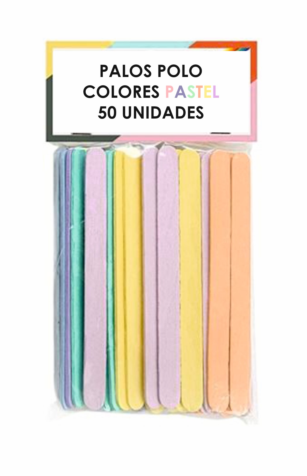 PALOS DE MADERA POLO ***COLORES PASTEL*** PAQUETE 50 UNIDADES