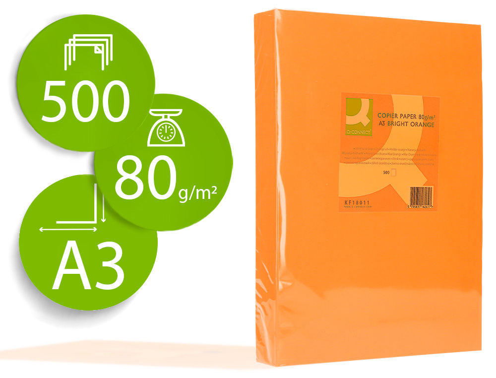 PAPEL COLOR A3 NARANJA 500H 80G