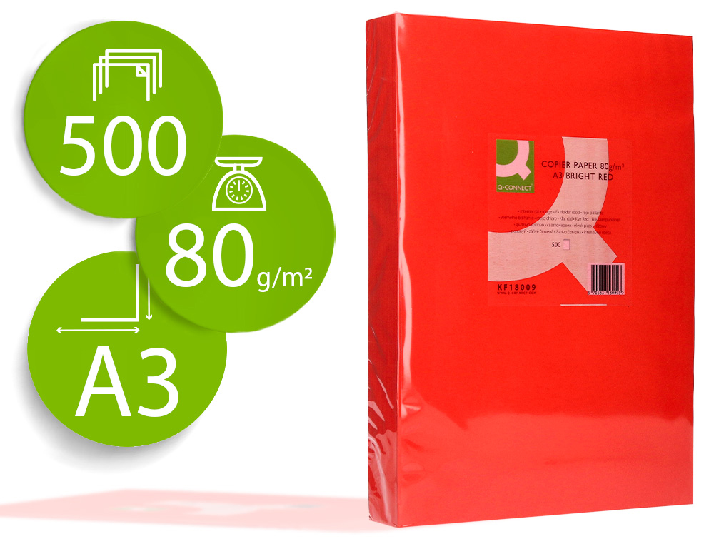 PAPEL COLOR A3 ROJO PAQUETE 500 HOJAS