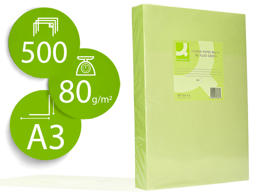 PAPEL COLOR A3 VERDE 500H 80G