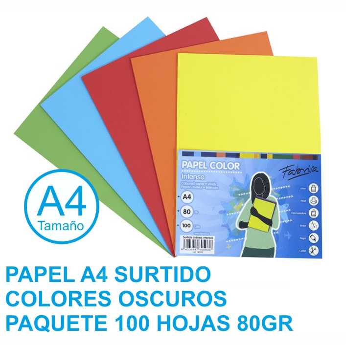 PAPEL COLOR A4 ****COLORES FUERTES**** 100 HOJAS GRAFOPLAS REF. 68040100/00650097 / 16328