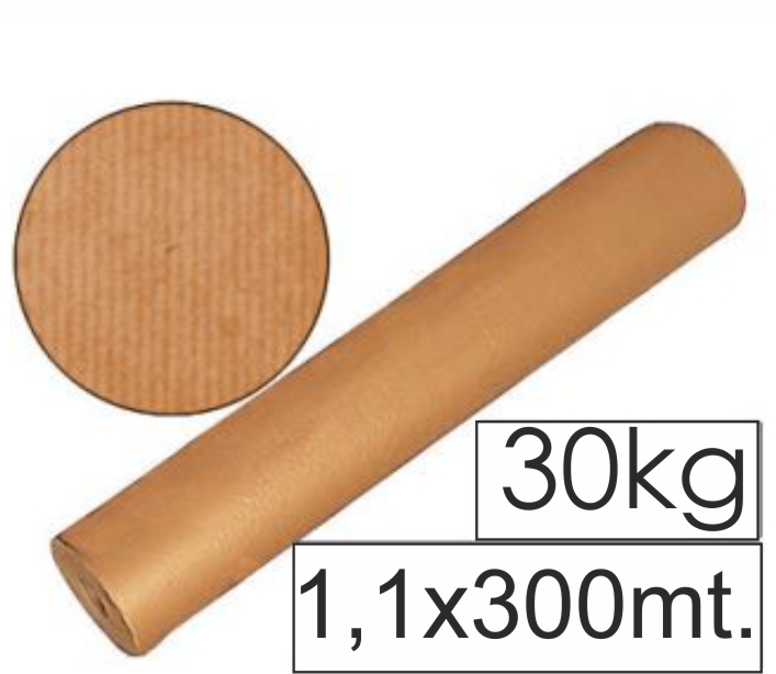 PAPEL EMBALAR KRAFT 1.10CM X ***30KG*** 300 METROS MARRON CALIDAD EXTRA