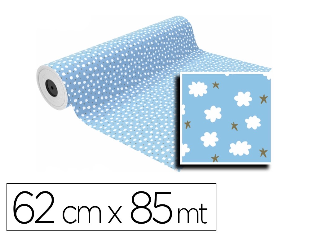 PAPEL REGALO BOBINA ANCHO 62CM LONGUITUD 85 METROS PESO 4KG