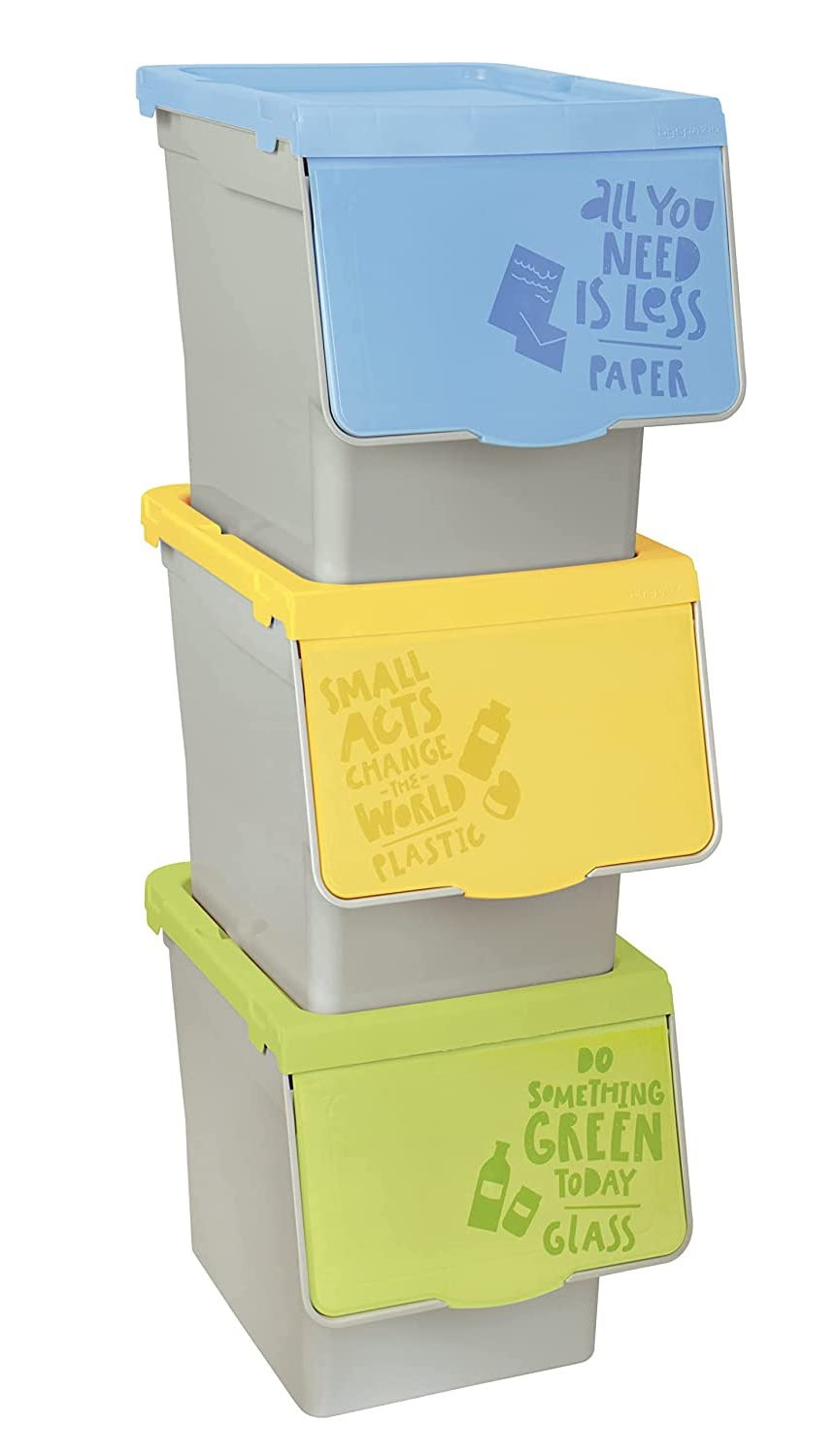 PAPERA RECICLAJE DE 3 CUBOS APILABLES DE 30 LITROS DE CAPACIDAD DIMENSIONES 40X30X32CM