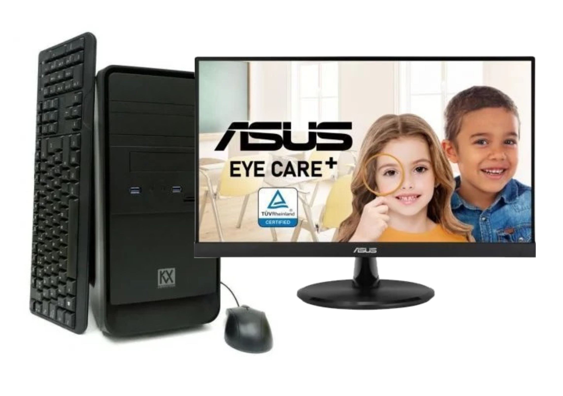 PC KVX SOBREMESA Xline 3 Intel Core i3-12100 Gen12/ 8GB/ 256GB SSD/Monitor Axus 21.5"/ Teclado y ratón/ Win11/ *CON SERIGRAFIADOS LOGOS CONSEJERIA*