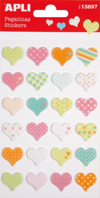 PEGATINAS DECORATIVAS CORAZONES FIELTRO APLI REF: 13897 ***DESCATALOGADO***