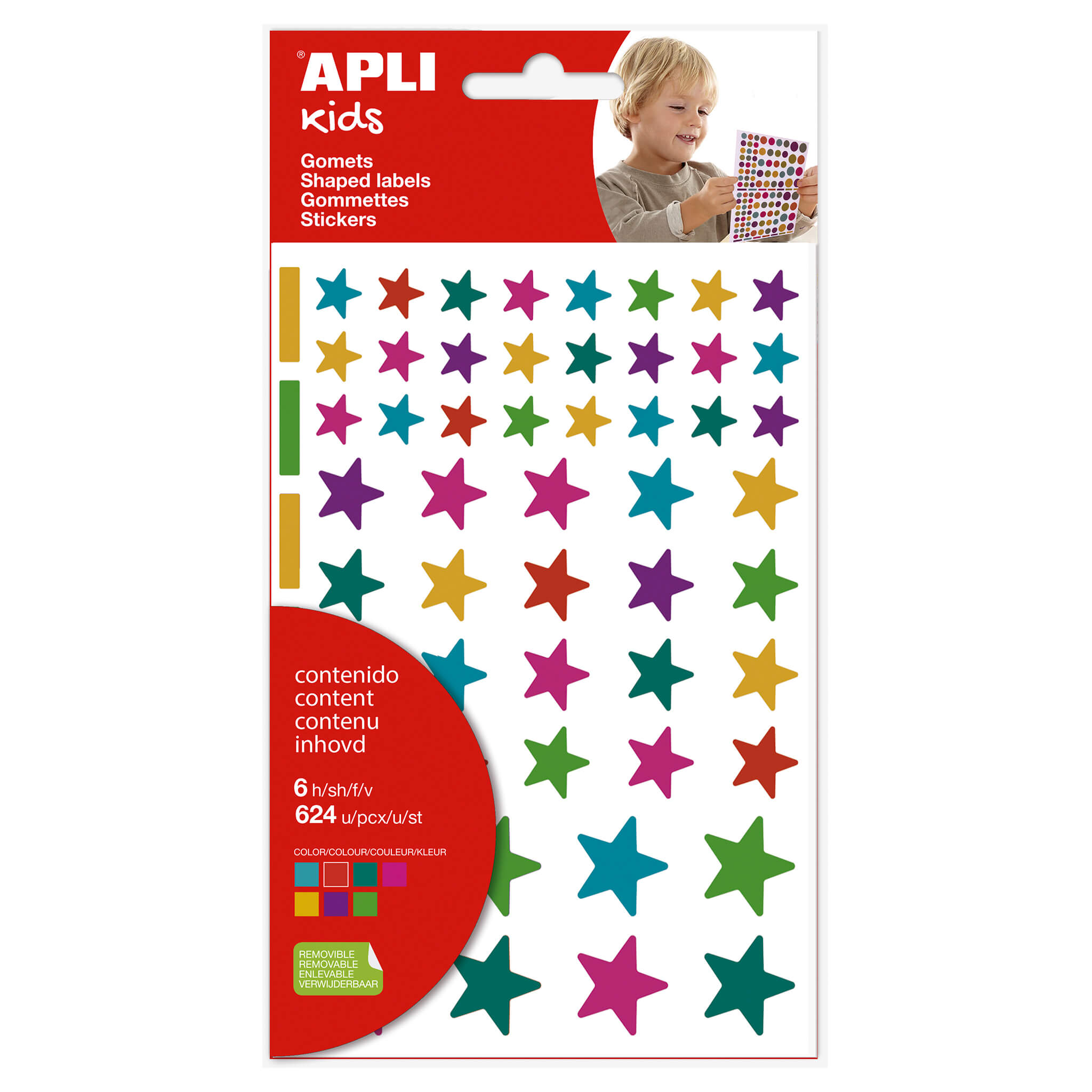 PEGATINAS ESTRELLAS MULTICOLOR 6 HOJAS APLI REF: 19453